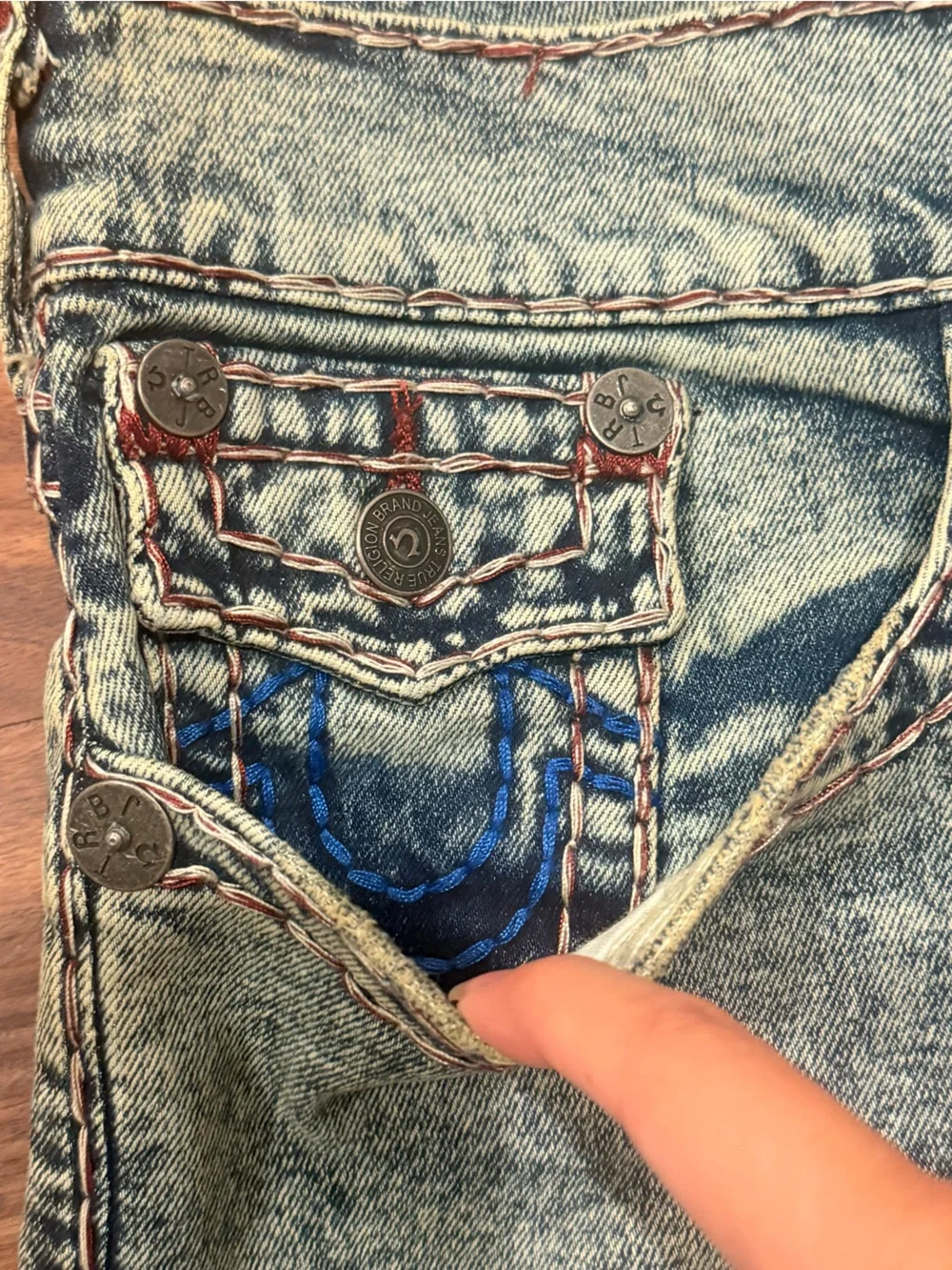 True Religion Ricky Super T Men's Size 40 Relaxed Straight Acid Wash Jeans